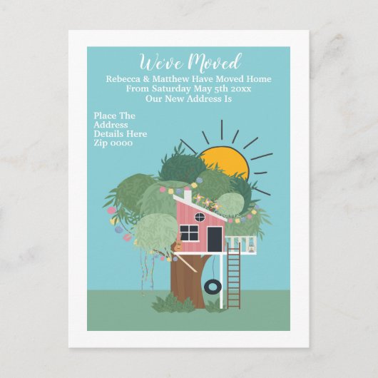We hebben het huis van de boom en de zon verplaats aankondigingskaart (Voorkant)