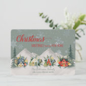 We hebben het kerstdorp verplaatst kaart (Staand voorkant)