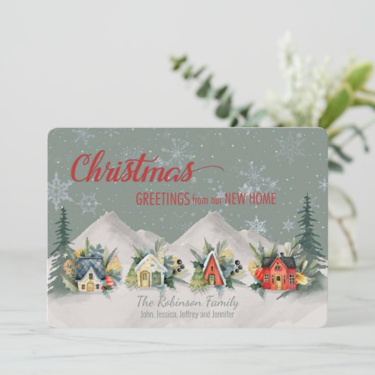 We hebben het kerstdorp verplaatst kaart (Staand voorkant)