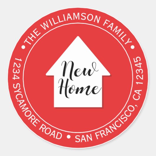 We hebben het label Bright Red New Home Address ve (Voorkant)