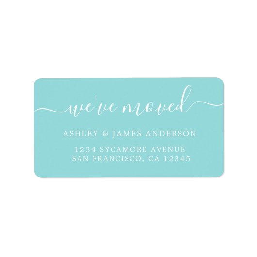 We hebben het label Turquoise New Address verplaat (Voorkant)