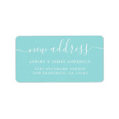 We hebben het label Turquoise New Address verplaat (Voorkant)