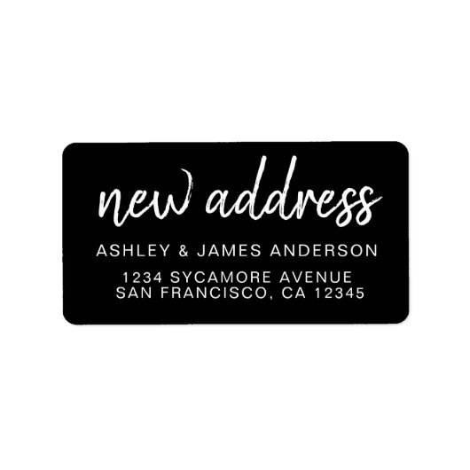 We hebben het label Zwart wit Nieuw adres verplaat (Voorkant)