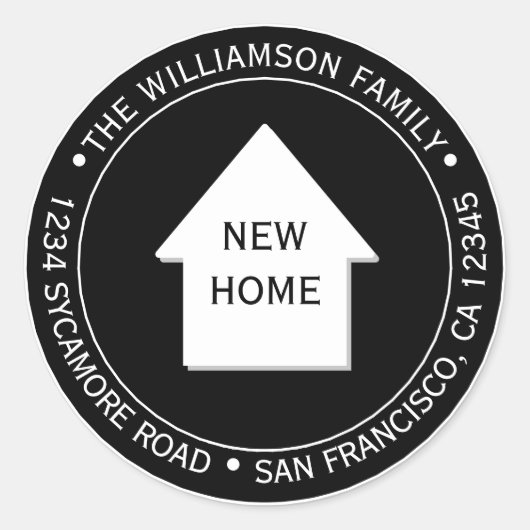 We hebben het label Zwart wit Nieuw adres verplaat (Voorkant)