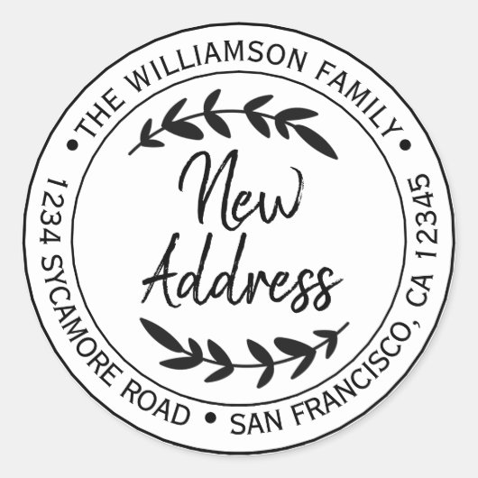 We hebben het label Zwart wit Nieuw adres verplaat (Voorkant)