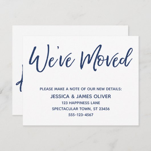 We hebben het moderne handschrift Navy op witte Ka Kaart (Voorkant / Achterkant)