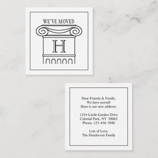 We hebben het moderne Ionische Kolom van het Tusse Informatiekaartje (Voorkant / Achterkant)