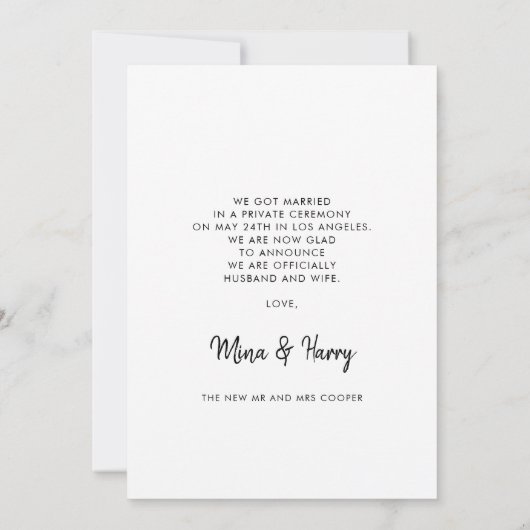 We hebben het moderne script bruiloft fotokaart aankondiging (Achterkant)