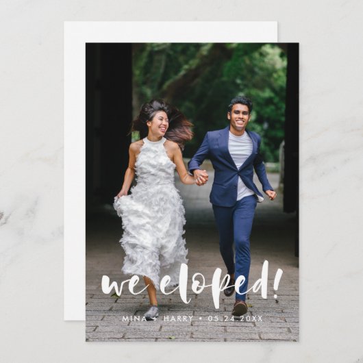 We hebben het moderne script bruiloft fotokaart aankondiging (Voorkant / Achterkant)