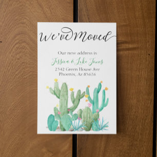 We hebben het New Address Announcement House Cactu Aankondigingskaart