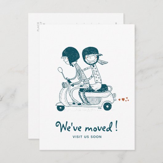 We hebben het New Address Love Couple verplaatst o Aankondigingskaart (Voorkant / Achterkant)