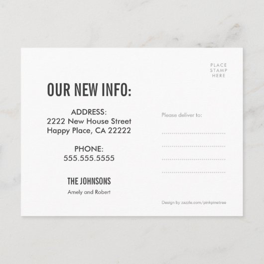 We hebben het New Address Love Couple verplaatst o Aankondigingskaart (Achterkant)