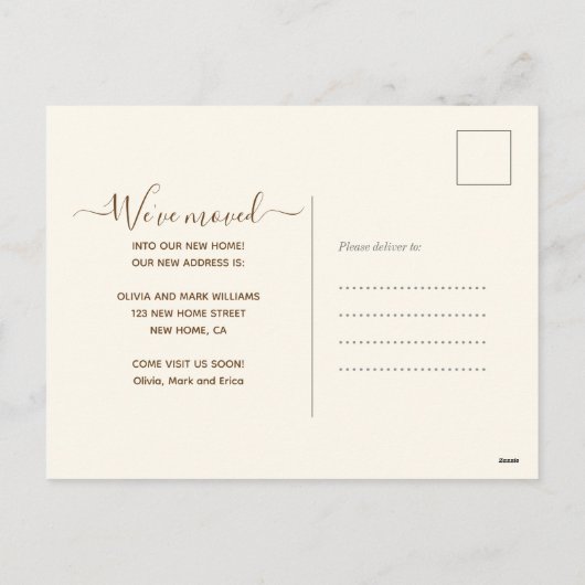 We hebben het nieuwe adres Cute Boho Interior Home Feestdagenkaart (Achterkant)