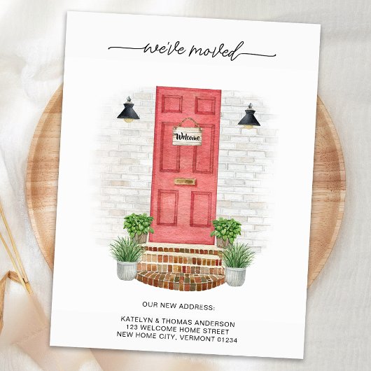 We hebben het nieuwe adres Modern Waterverf Red Do Aankondigingskaart