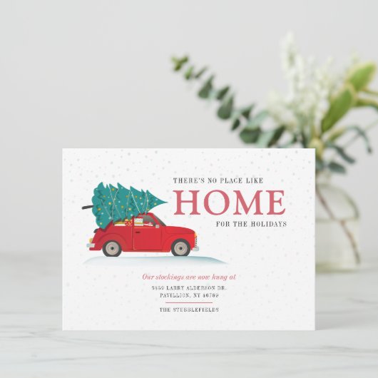 We hebben het nieuwe adres voor Kerstmis Feestdage Aankondiging (Staand voorkant)