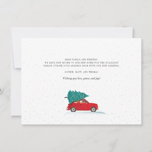 We hebben het nieuwe adres voor Kerstmis Feestdage Aankondiging (Achterkant)