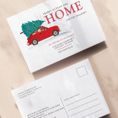 We hebben het nieuwe kerstadres Red Car Moving Aankondigingskaart