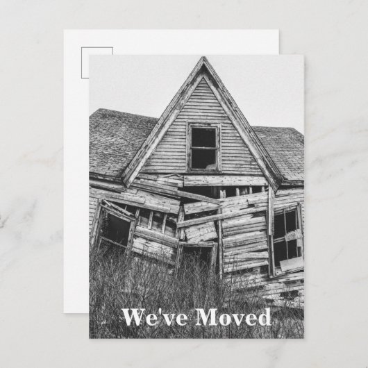 We hebben het oude, smerige huis verplaatst. aankondigingskaart (Voorkant / Achterkant)
