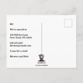 We hebben het oude, smerige huis verplaatst. aankondigingskaart (Achterkant)