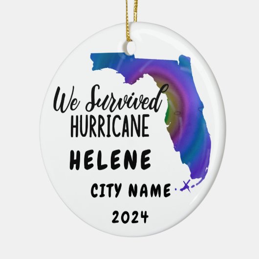 We hebben het overleefd! Hurricane Helene Florida  Keramisch Ornament (Links)
