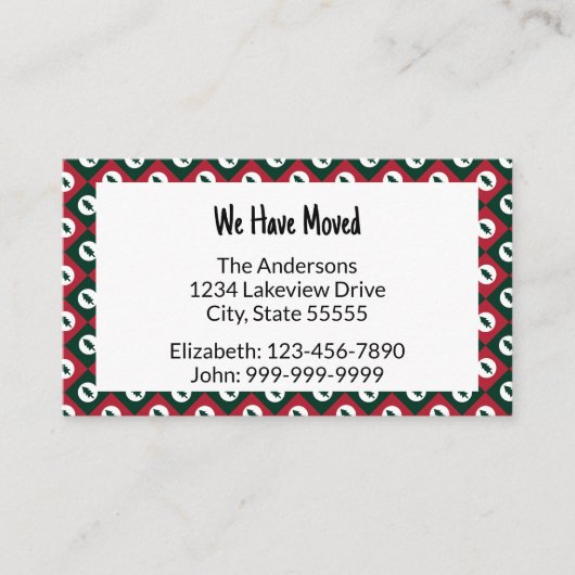 We hebben het patroon van rode groene kerstbomen v informatiekaartje (Voorkant)