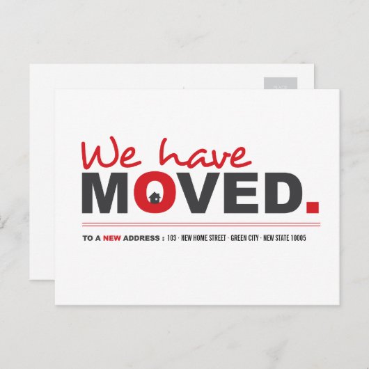 We hebben het Red Moving Announcement Briefkaart v (Voorkant / Achterkant)
