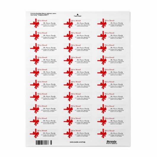 We hebben het rode lintlabel met kerst op de boog etiket (Full Sheet)