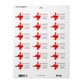 We hebben het rode lintlabel met kerst op de boog etiket (Full Sheet)