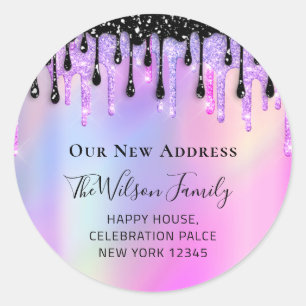 We hebben het RSVP-adres gewijzigd naar roze zwart Ronde Sticker