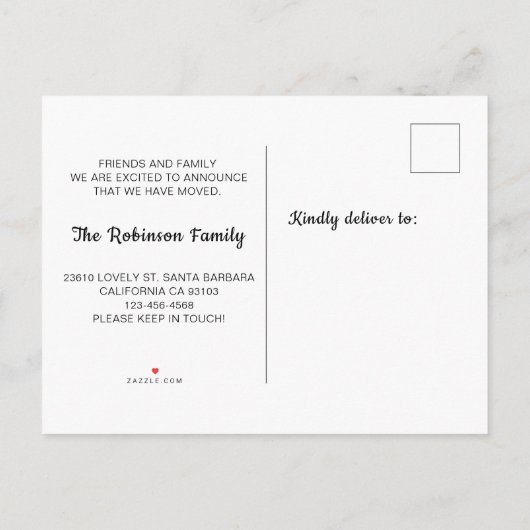 We hebben het script Simple New Home Moving Announ Aankondigingskaart (Achterkant)