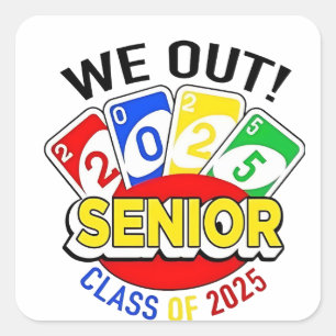 We hebben het Senior 2025 Gambling Game Afstuderen Vierkante Sticker