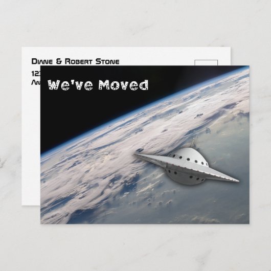 We hebben het UFO-ruimtethema verplaatst Briefkaart (Voorkant / Achterkant)