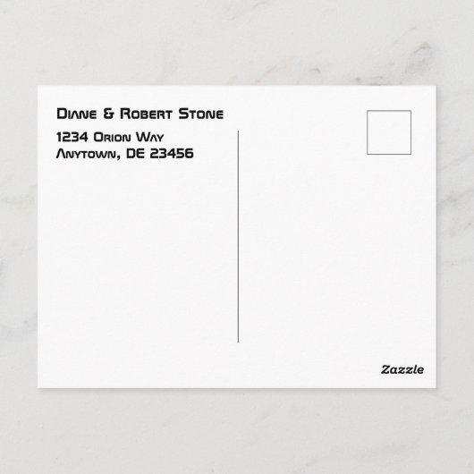 We hebben het UFO-ruimtethema verplaatst Briefkaart (Achterkant)