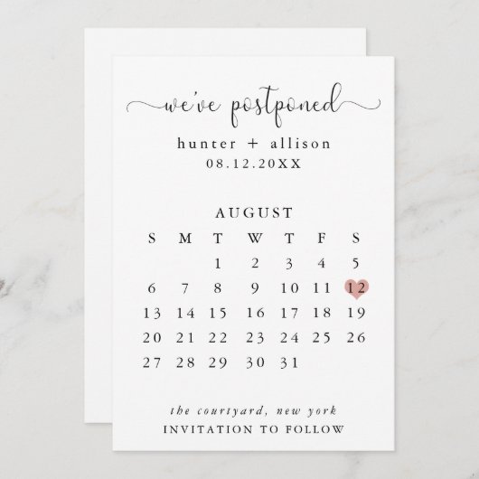 We hebben het uitgesteld | Agenda Save The Date (Voorkant / Achterkant)