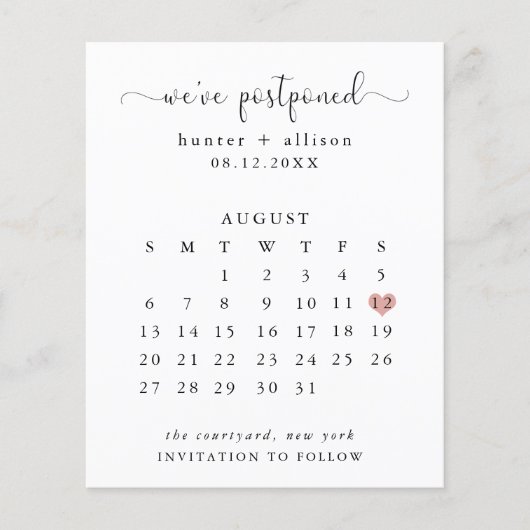 We hebben het uitgesteld | Agenda sparen de datum (Voorkant)