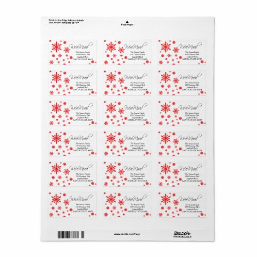 We hebben het veld Sneeuwflake Holiday-adreslabel Etiket (Full Sheet)