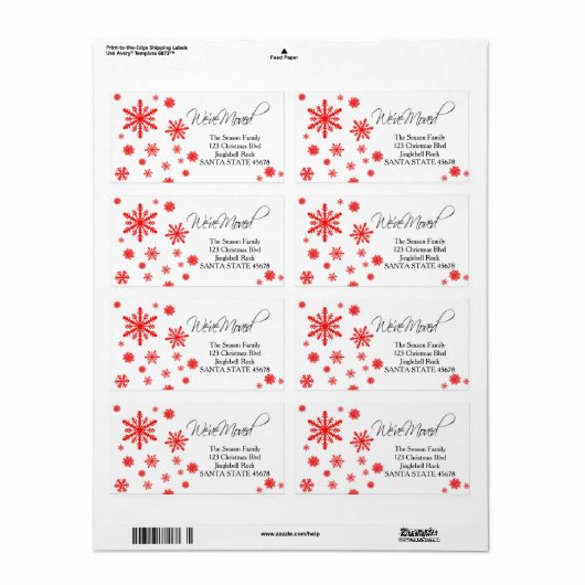 We hebben het veld Sneeuwflake Holiday-adreslabel  Etiket (Full Sheet)
