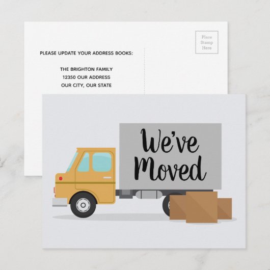 We hebben het verplaatsen van Truck Cute Change of Briefkaart (Voorkant / Achterkant)