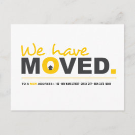 We hebben het Yellow Moving Announcement Briefkaar Aankondigingskaart