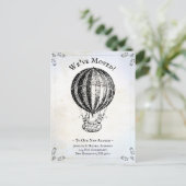 We hebben heteluchtballon Funny verplaatst Aankondigingskaart (Staand voorkant)