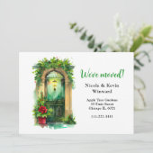 We hebben Holiday Christmas Holly Door verplaatst Aankondiging (Staand voorkant)