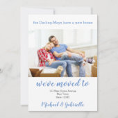 We hebben Home Custom Photo Blue New Address verpl Aankondiging (Voorkant)