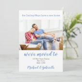 We hebben Home Custom Photo Blue New Address verpl Aankondiging (Staand voorkant)