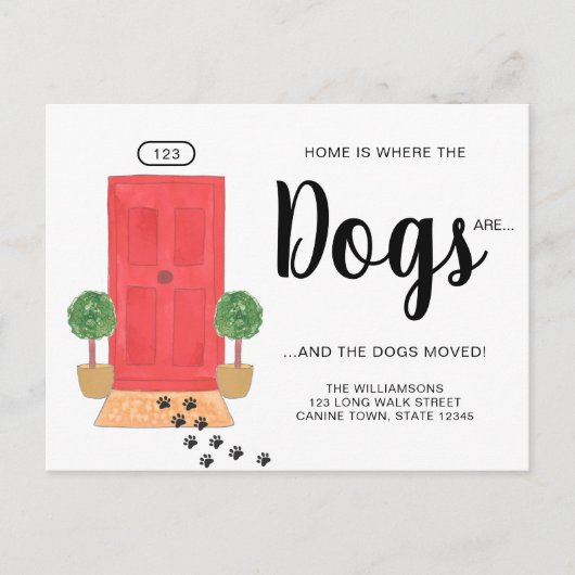 We hebben honden verplaatst aankondigingskaart (Voorkant)