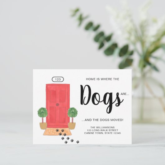 We hebben honden verplaatst aankondigingskaart (Staand voorkant)