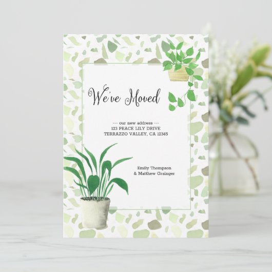 We hebben Houseplant en Terrazzo Moving Aankondiging (Staand voorkant)
