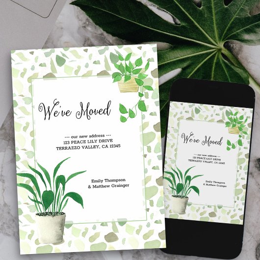 We hebben Houseplant en Terrazzo Moving Aankondiging