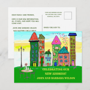 We hebben huizen van het stadsappartement verplaat aankondigingskaart