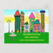 We hebben huizen van het stadsappartement verplaat aankondigingskaart (Voorkant)