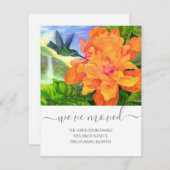 We hebben Hummingbird Face Floral Text Script verp Aankondiging (Voorkant / Achterkant)